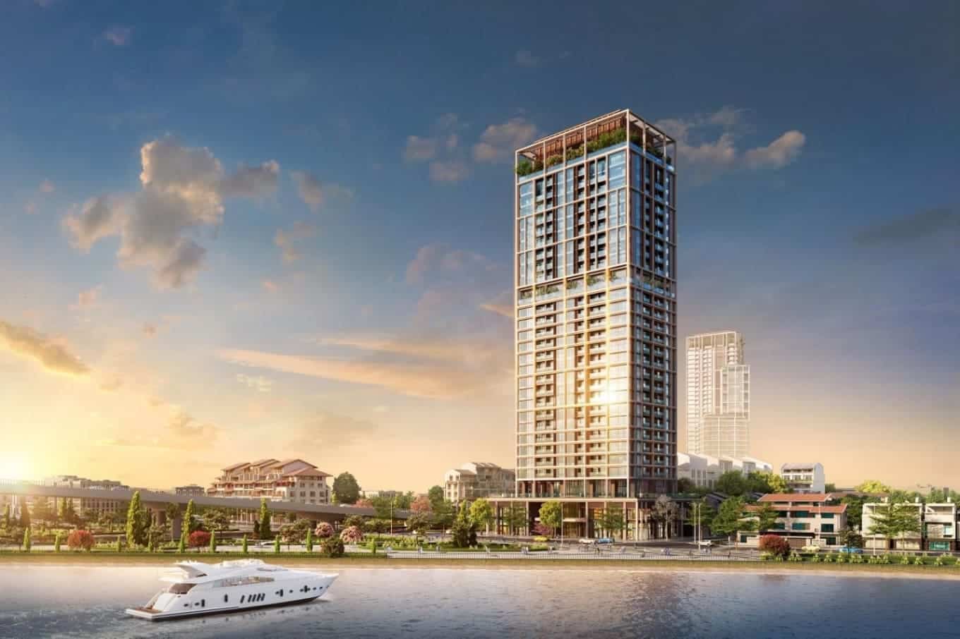 Tòa tháp kế sông kề biển tại Sun Cosmo Residence Da Nang