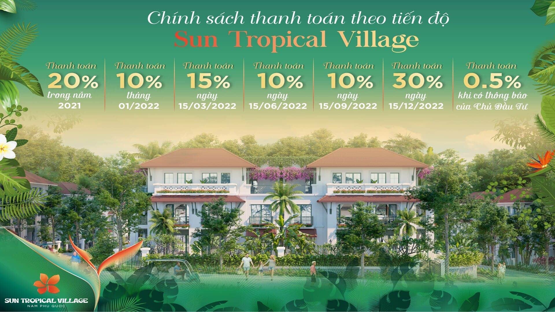 Chính sách bán hàng Sun Tropical Village mang đến phương án thanh toán vô cùng linh hoạt cùng nhiều quà tặng ưu đãi đặc biệt, giúp nhà đầu tư dễ dàng sở hữu biệt thự nhiệt đới. Chính sách thanh toán theo tiến độ Sun Tropical Village giúp chia nhỏ dòng tiền, giảm áp lực tài chính và tối ưu hóa hiệu quả đầu tư cho khách hàng.