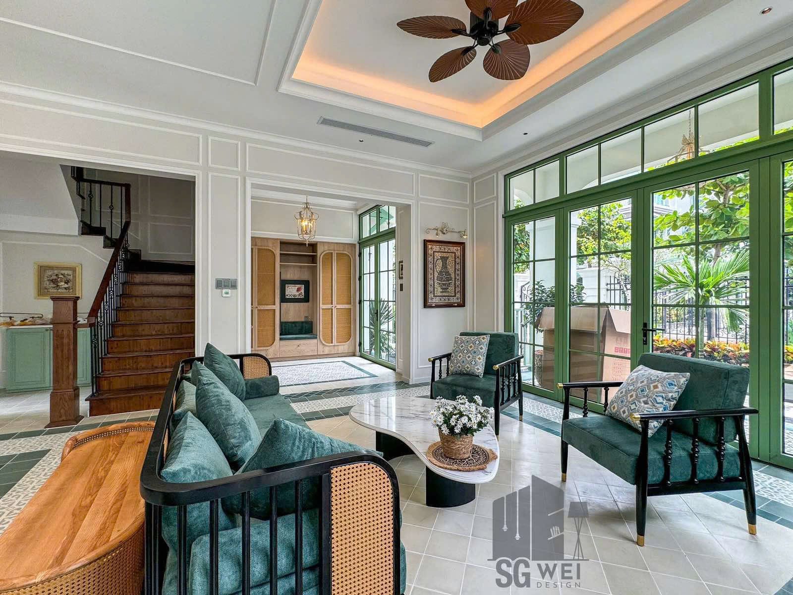 Thiết kế biệt thự Sun Tropical Village bài trí bộ bàn ghế mây nhựa sang trọng, là nơi lý tưởng để gia chủ thưởng thức trà chiều và hòa mình vào thiên nhiên đảo Ngọc. Thiết kế biệt thự Sun Tropical Village bài trí bộ bàn ghế mây nhựa sang trọng, là nơi lý tưởng để gia chủ thưởng thức trà chiều và hòa mình vào thiên nhiên đảo Ngọc.