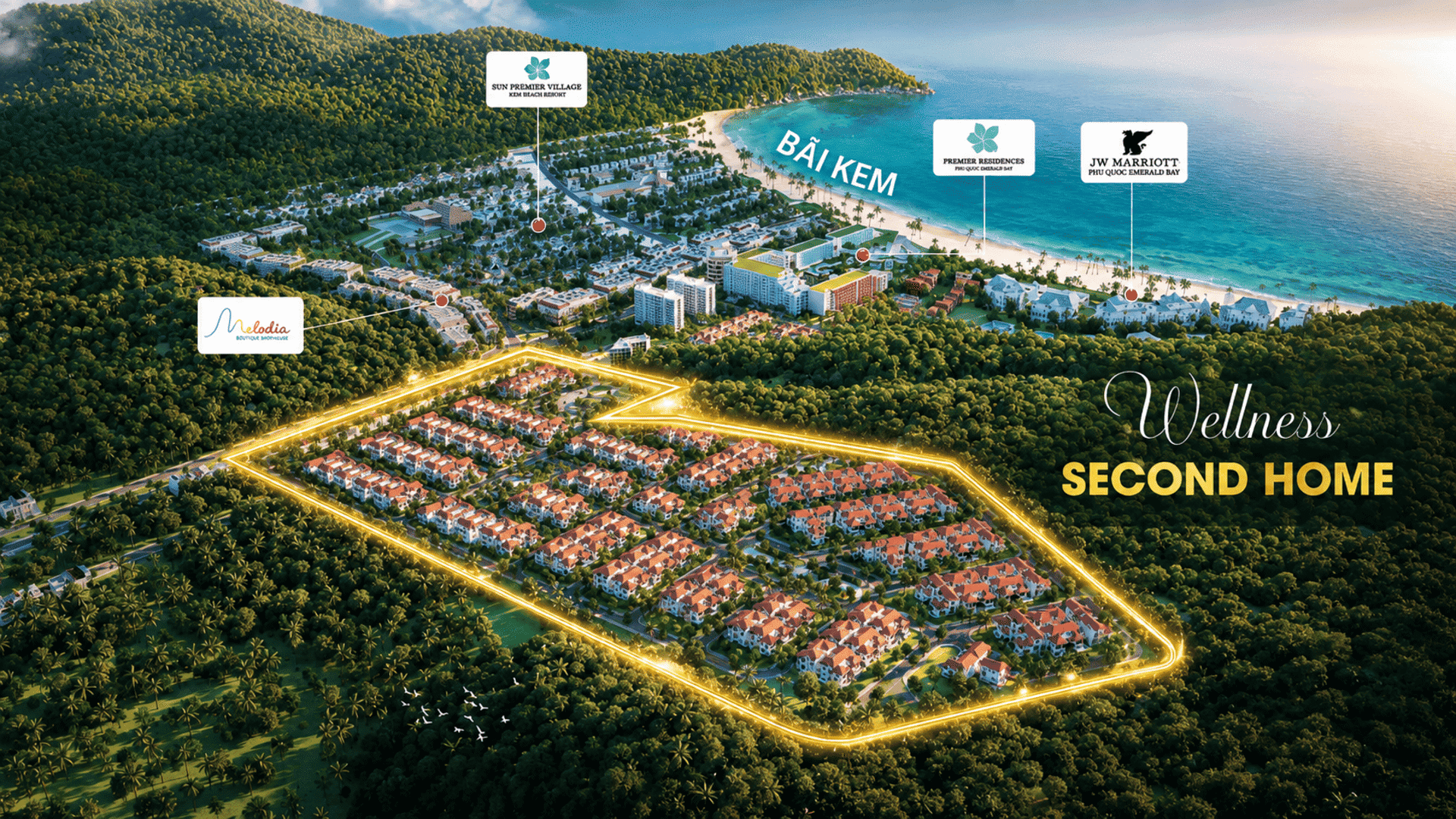 Sở hữu vị trí đắc địa kề rừng cận biển Bãi Kem, Sun Tropical Village mang đến cho cư dân bầu không khí trong lành cùng đặc quyền sống xanh, thanh lọc thân tâm trọn vẹn mỗi ngày. Tổng thể dự án Sun Tropical Village có quy mô 346 căn villa tọa lạc tai phường Phường An Thới, Thành phố Phú Quốc, Tỉnh Kiên Giang (Quần thể Bãi Kem).